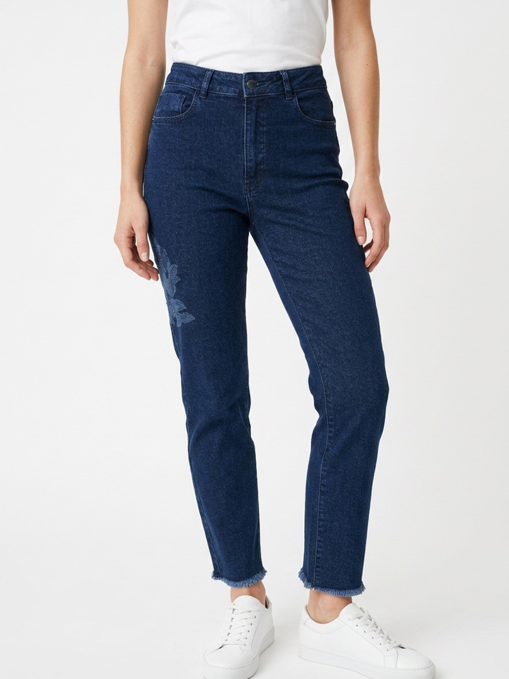 MASSIMO DUTTI | NEW High-Rise Dark Straight Jeans Embroidered Women’s Size 4